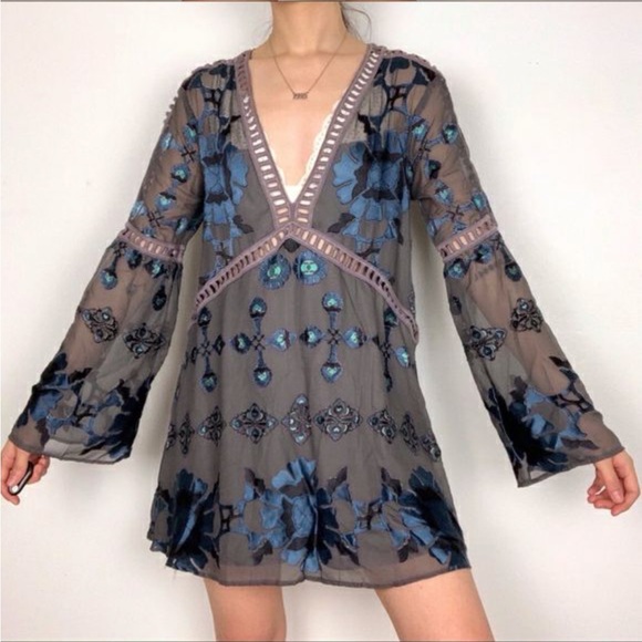 For Love and Lemons Barcelona Charcoal Babydoll Dress - Picture 2 of 6